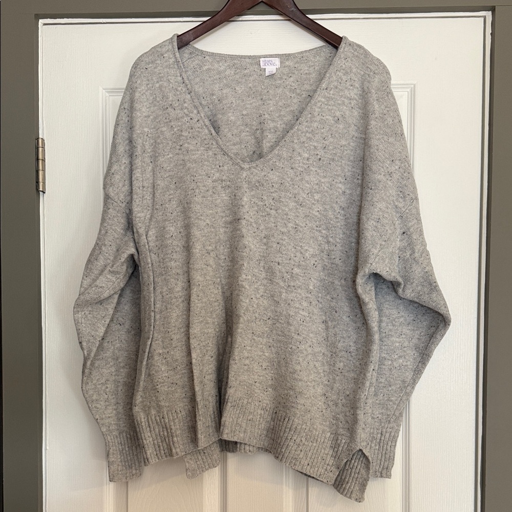 Stars Above V-Neck Women's Gray Marl Lounge Sweater